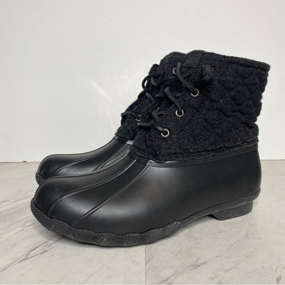 Sperry Saltwater Waterproof Duck Black Boot 8 1/2 W - Picture 15 of 15